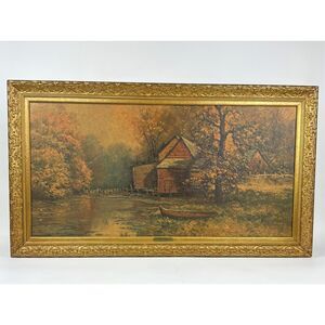 Vintage Old Mill Robert Wood Framed Print Large Plaque 22.5x39.5in Turner Frame